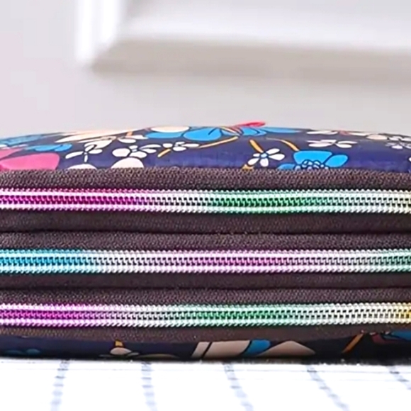 Colorful Feathers 3 Compartment Wristlet - Picture 2 of 5